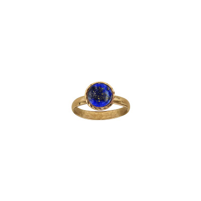 Bague en plaqué or et lapis lazuli, taille 54