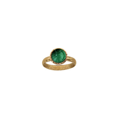 Bague en plaqué or et malachite, taille 54