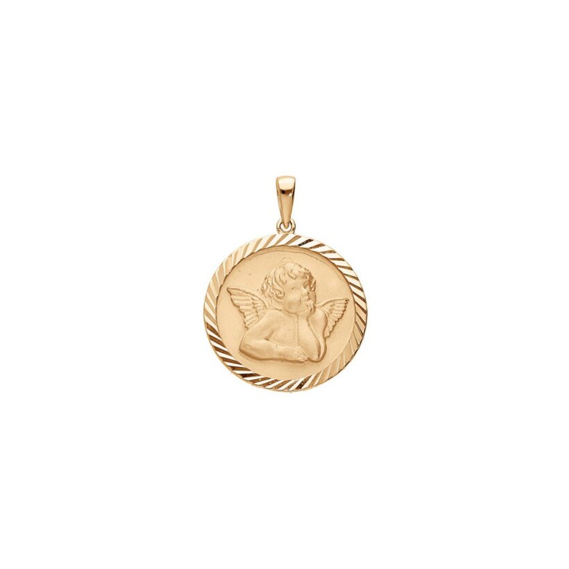 Médaille ronde Ange Raphaël en plaqué or