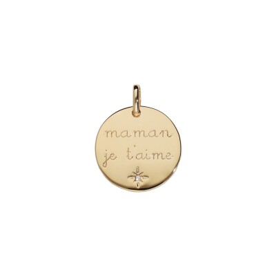 Pendentif Maman je t'aime en plaqué or et oxyde de zirconium