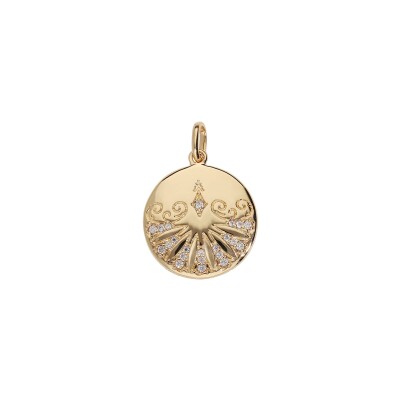 Pendentif cassolette ronde sertis en plaqué or et oxydes de zirconium