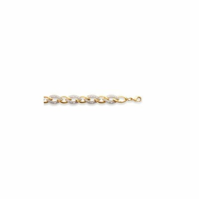 Bracelet en plaqué or et oxydes de zirconium, 19cm