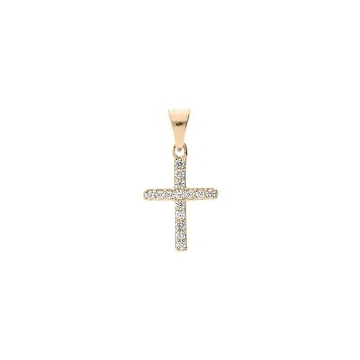 Pendentif croix sertis en plaqué or et oxydes de zirconium
