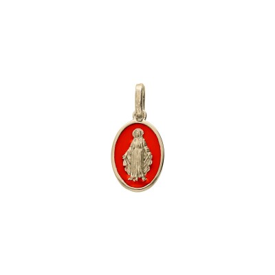Pendentif ovale Miraculeuse Corail en plaqué or