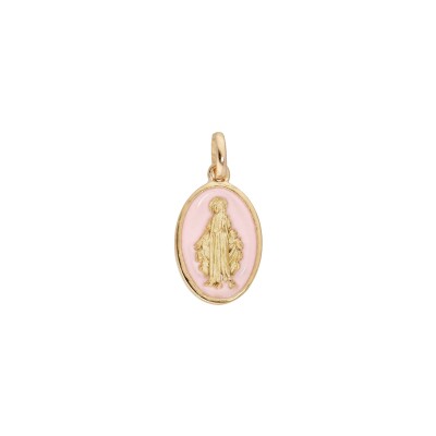 Pendentif ovale Miraculeuse Rose pâle en plaqué or