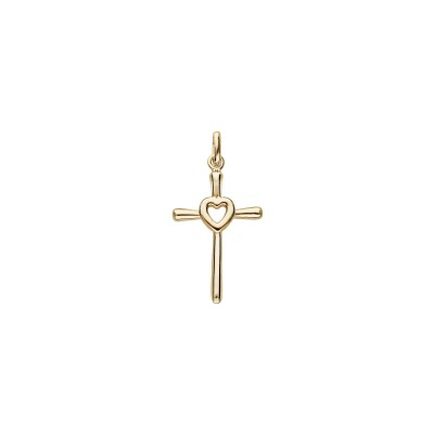 Pendentif croix Cœur 25 x 16 mm en plaqué or