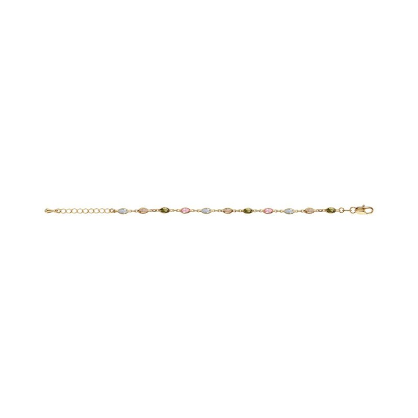 Bracelet tutti frutti en plaqué or et pierres de couleurs