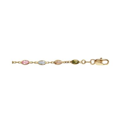 Bracelet tutti frutti en plaqué or et pierres de couleurs