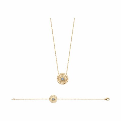 Collier en plaqué or et labradorite, 45cm