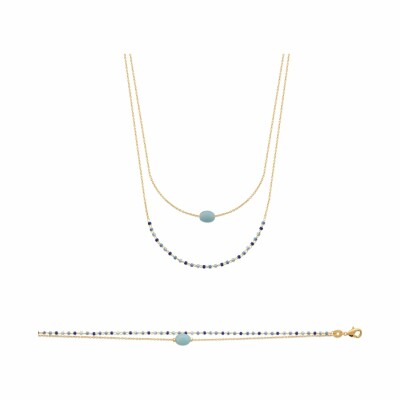 Collier en plaqué or et amazonite, 45cm