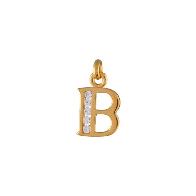 Pendentif initiale B en plaqué or et oxydes de zirconium