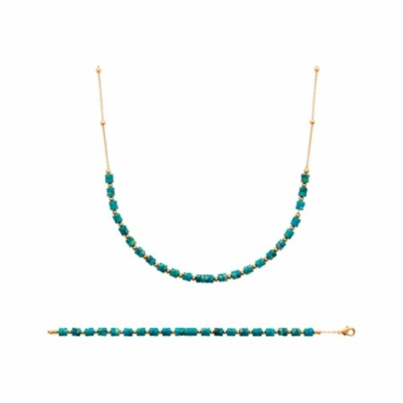 Collier en plaqué or et jaspe bleu, 45cm