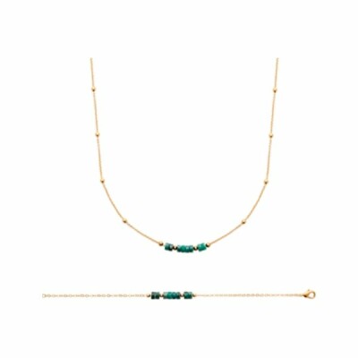 Collier en plaqué or et jaspe vert, 18cm