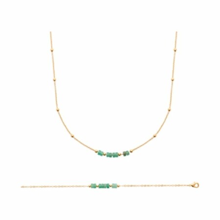 Collier en plaqué or et aventurine, 45cm