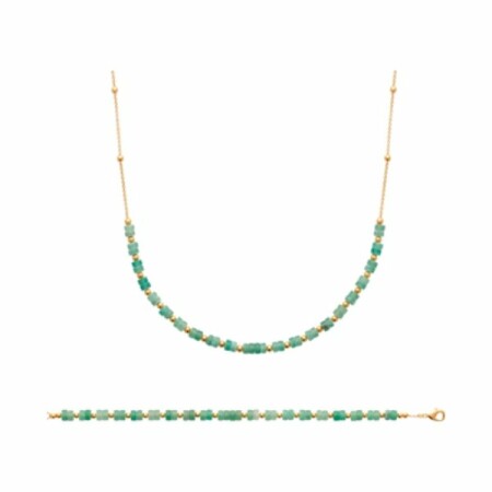 Collier en plaqué or et aventurine, 45cm