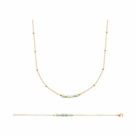 Collier en plaqué or et amazonite, 45cm