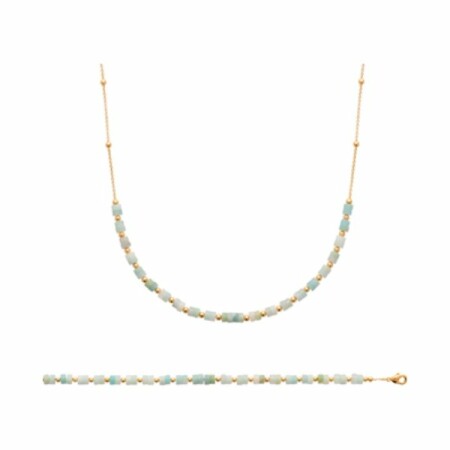 Collier en plaqué or et amazonite, 45cm