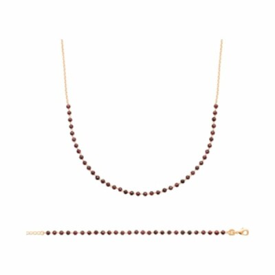 Collier en plaqué or et grenat, 45cm