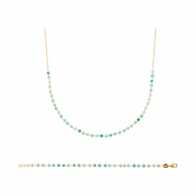 Collier en plaqué or et aventurine, 45cm