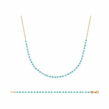 Collier en plaqué or et aigue-marine, 45cm