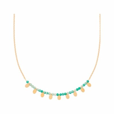 Collier en plaqué or et calcédoine verte, taille 45