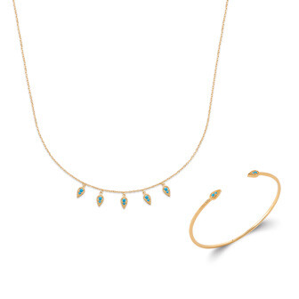 Collier en plaqué or et pierre synthétique, 45cm