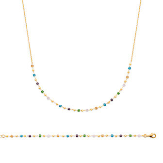 Collier en plaqué or et cristal, 45cm