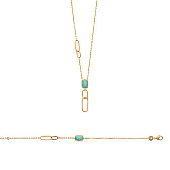 Collier en plaqué or et amazonite, 45cm