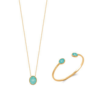 Collier en plaqué or et amazonite, 45cm