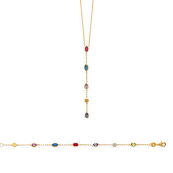 Bracelet en plaqué or et pierre synthétique, 18cm