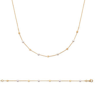 Bracelet en plaqué or et perles d'imitation, 18cm