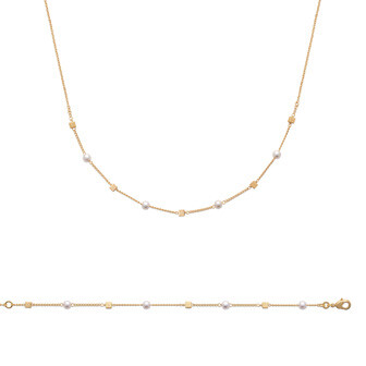 Collier en plaqué or et perles d'imitation, 45cm