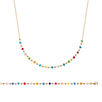 Collier en plaqué or et cristal, 45cm