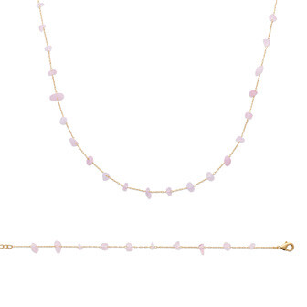 Bracelet en plaqué or et quartz rose, 18cm