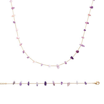 Collier en plaqué or et améthyste, 45cm