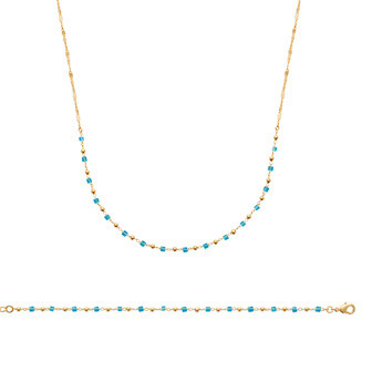 Collier en plaqué or et cristal, 45cm