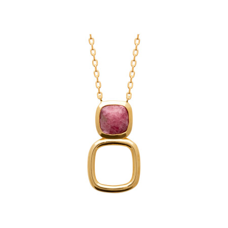 Collier en plaqué or et rhodonite, 45cm