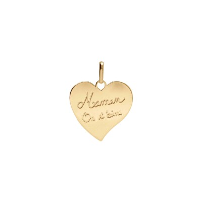 Pendentif coeur Grave Maman On T'Aime en plaqué or