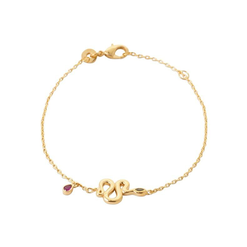 Bracelet en plaqué or et pierre de couleur
