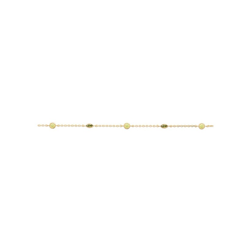 Bracelet en plaqué or et pierre de couleur