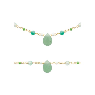 Bracelet en plaqué or et aventurine, 18 cm