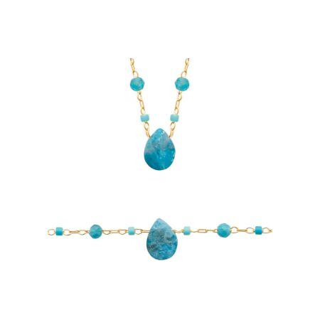 Collier en plaqué or et apatite, 45 cm