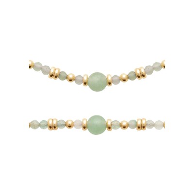 Bracelet en plaqué or et aventurine, 18 cm