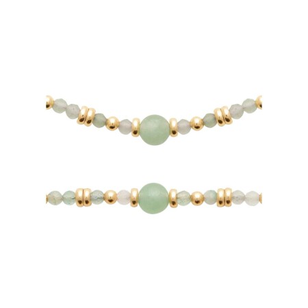 Bracelet en plaqué or et aventurine, 18 cm