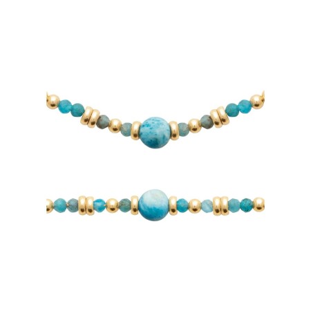 Collier en plaqué or et apatite, 45 cm