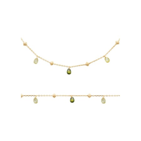 Collier en plaqué or et cristal, 45 cm