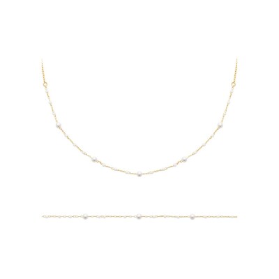 Collier en plaqué or et perle, 45 cm