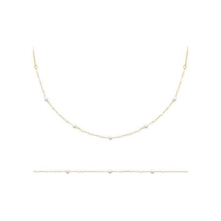 Collier en plaqué or et perle, 45 cm