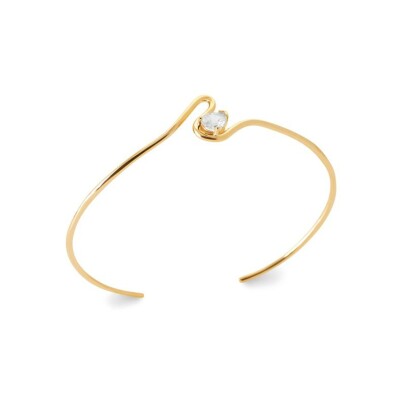 Bracelet jonc en plaqué or et oxyde de zirconium