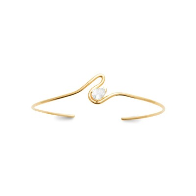 Bracelet jonc en plaqué or et oxyde de zirconium